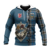 Thomson Dress Blue Tartan Hoodie - Lion Rampant And Celtic Thistle Style